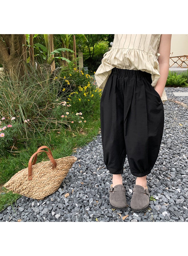 Boys And Girls Summer Thin Solid Color Mosquito-repellent Pants Baby Korean Style Skin-friendly Comfortable Bloomers Ice Oxygen Cotton Pants Trendy