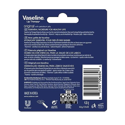 Vaseline Lip Therapy Care Original, Fast-Acting Nourishment, Ideal for Chapped, Dry, Cracked, or Damaged Lips, Lip Balm, 0.16 Ounce (Pack of 4) - Image 5