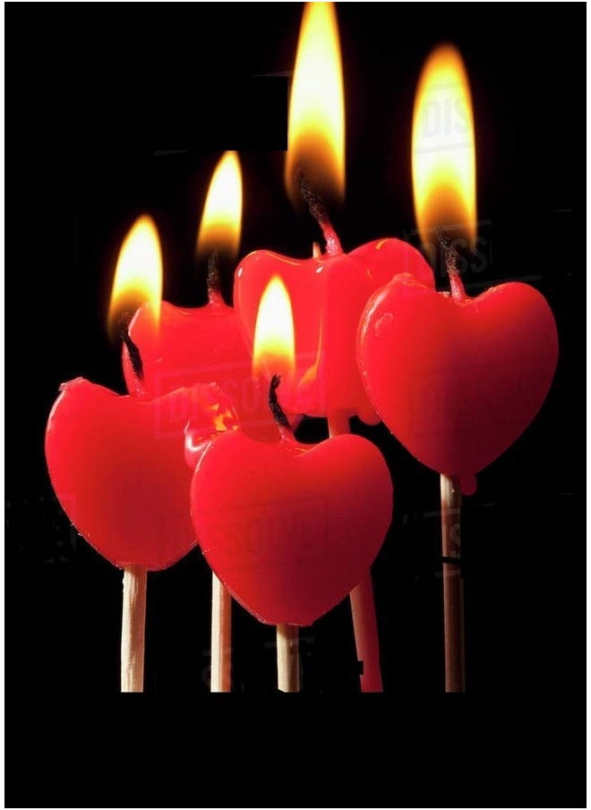Funcart Funcart Hearts on Stick red Cake Decoration Candle(4pcs/Pack) for Valentine Day/Wedding/Anniversary/Engagement/1st Birthday/i Love You/Heart Cake Topper/Cake Decoration  - Image 3