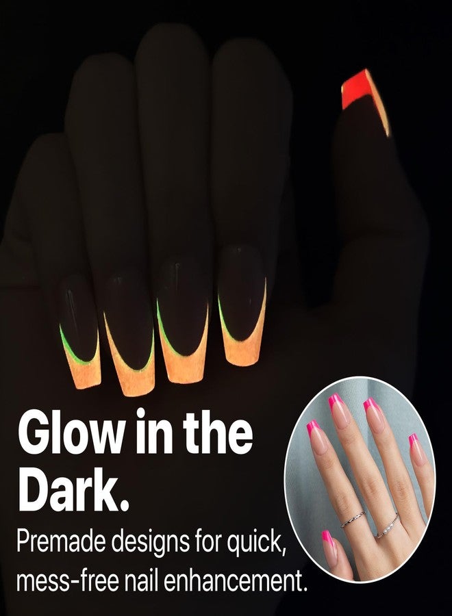 SXC Cosmetics X-Pro Tips French Tip Press On Nails - Bright Pastel Glow in the Dark Series (GLOW119KIT-S Coffin) - Image 2