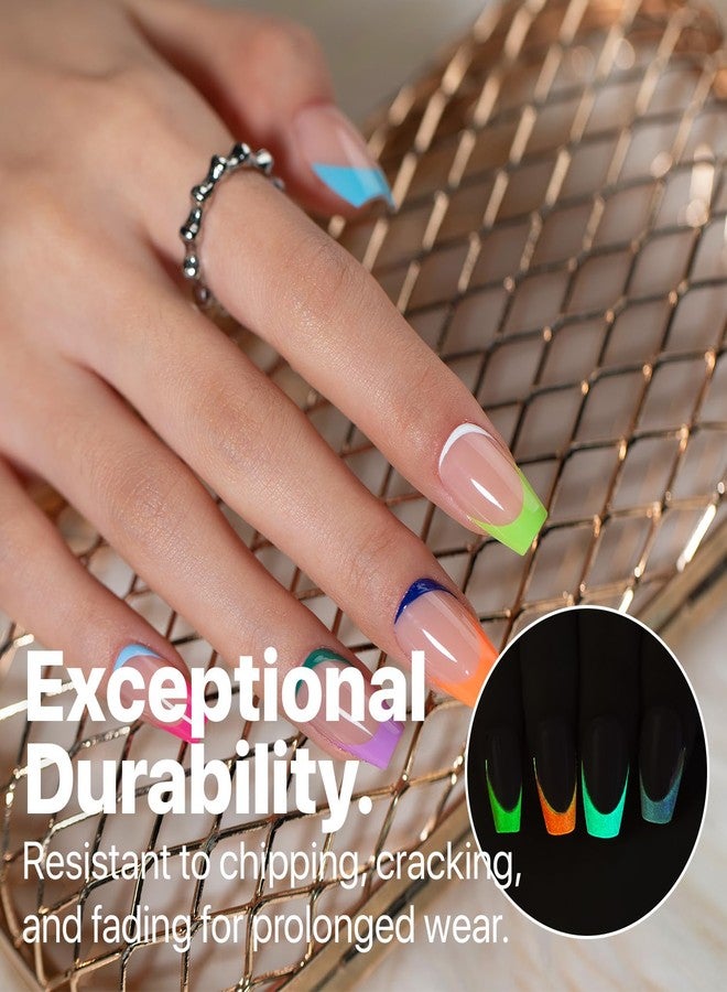 SXC Cosmetics X-Pro Tips French Tip Press On Nails - Bright Pastel Glow in the Dark Series (GLOW119KIT-S Coffin) - Image 3