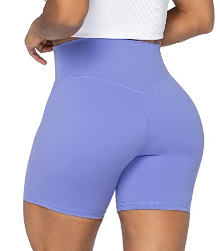 Sunzel 5" High Waist Biker Shorts for Women No Front Seam Soft Yoga Workout Gym Bike Shorts Tummy Control Squat Proof Purple - Image 3