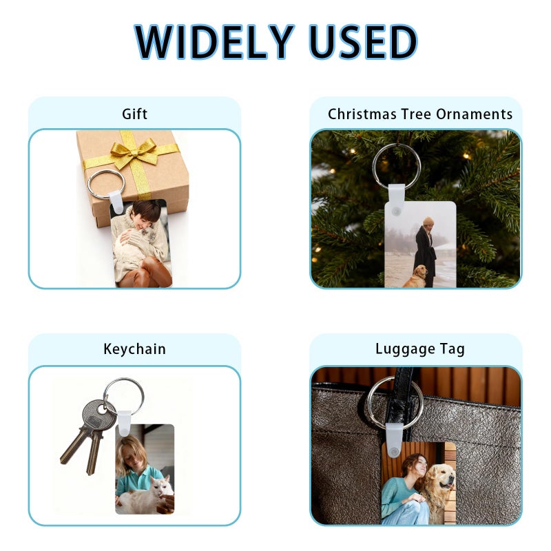 UJL 120pcs Sublimation Blanks Keychain With Rings And Clips Rectangle MDF Keychains Double Sides Blank Acrylic Keychains Bulk - Image 4