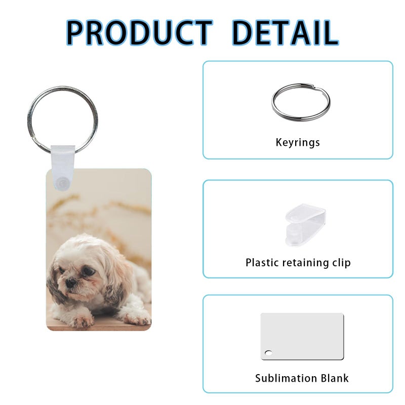 UJL 120pcs Sublimation Blanks Keychain With Rings And Clips Rectangle MDF Keychains Double Sides Blank Acrylic Keychains Bulk - Image 2