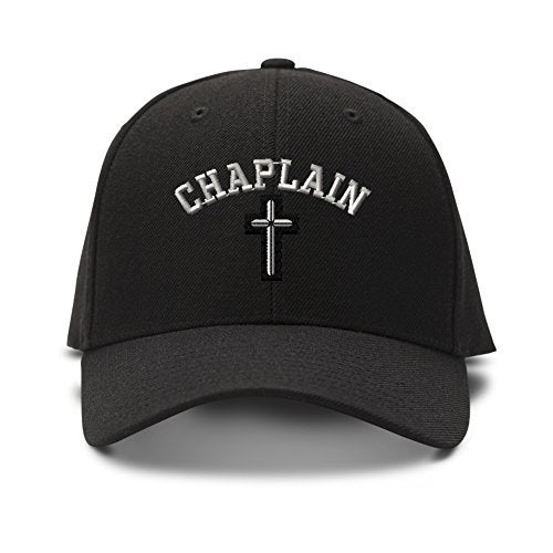 Speedy Pros Baseball Cap Christain Chaplain Cross Embroidery Acrylic Dad Hats for Men & Women Strap Closure Black 1 Size - Image 1