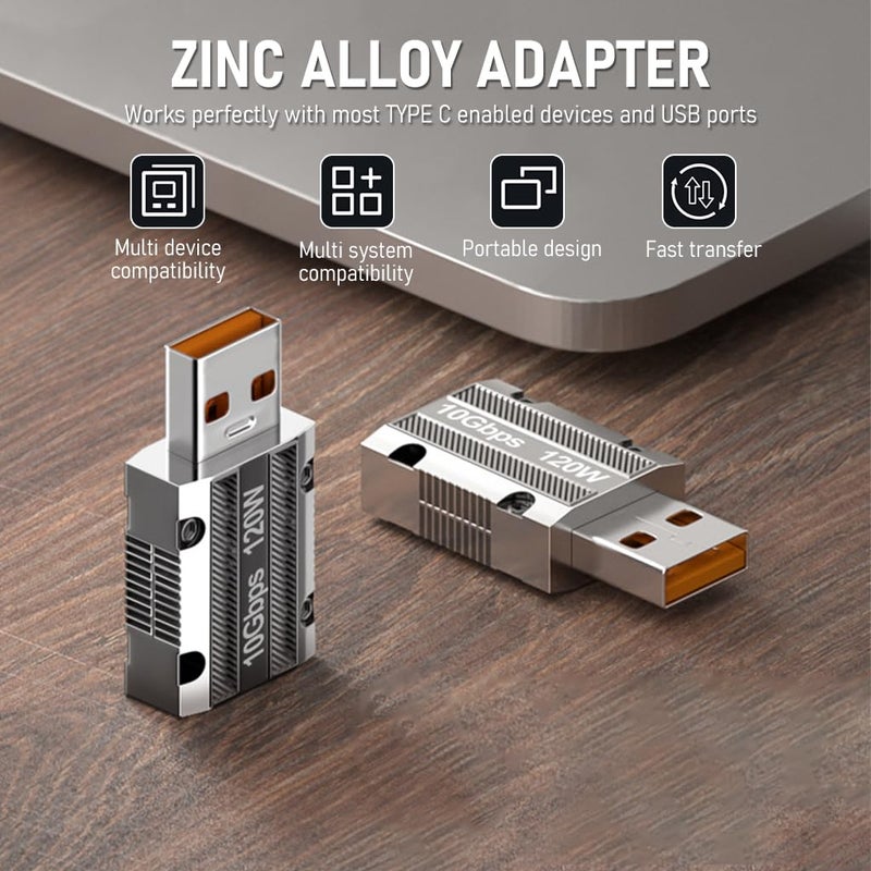 Verilux ® USB C to USB A OTG Adapter Type C to USB Adapter USB 3.1 Support Data Transfer & Max 120W Fast Charging Zinc Alloy Type C to USB for Laptop, PC, Power Bank - Image 2
