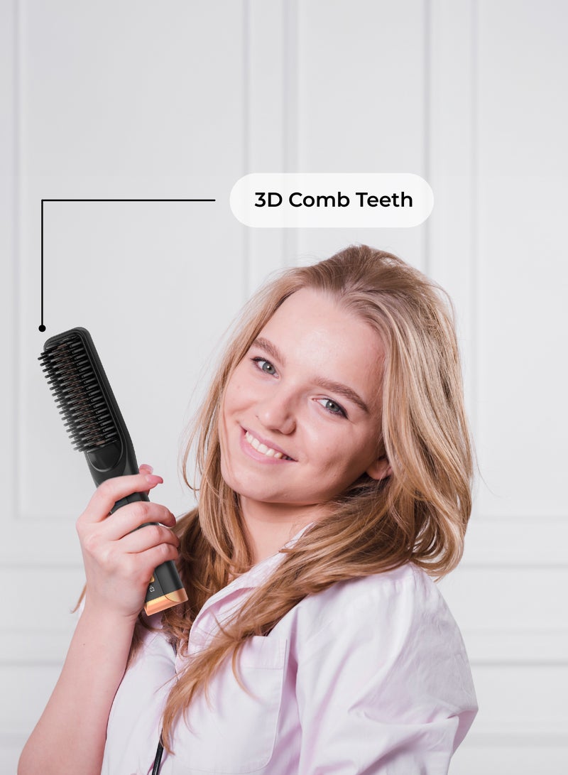 GREEN LION Cordless Beard & Hair Straightener / 3D Comb Teeth / Significant Working Time / Heating Fast / Convenient Safety / Type-C Rechargeable / Long Time Battery Capacity - Black - Image 2