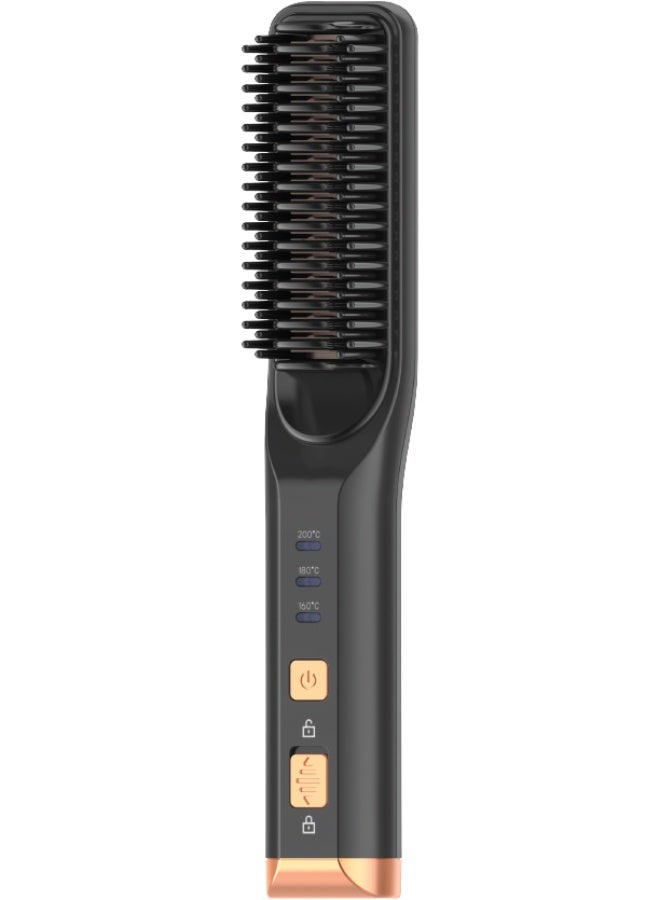 جرين ليون فرد الشعر واللحية اللاسلكية / أسنان مشط ثلاثية الأبعاد / وقت عمل طويل / تسخين سريع / أمان مريح / قابلة لإعادة الشحن من النوع C / بطارية طويلة الأمد - أسود - Image 1