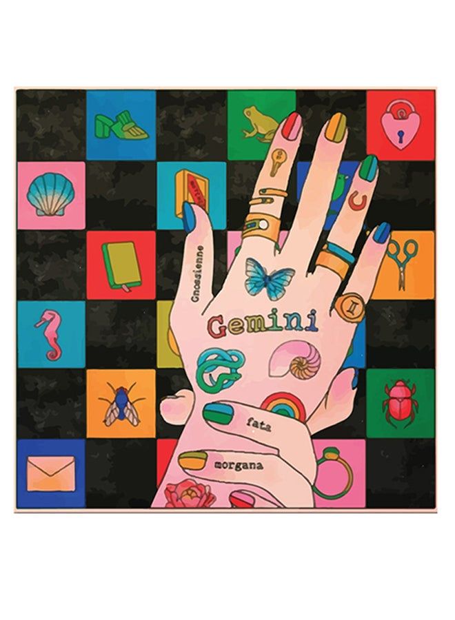 RYN Gemini Themed Wall Art Black/Blue/Orange 30x30cm - Image 1