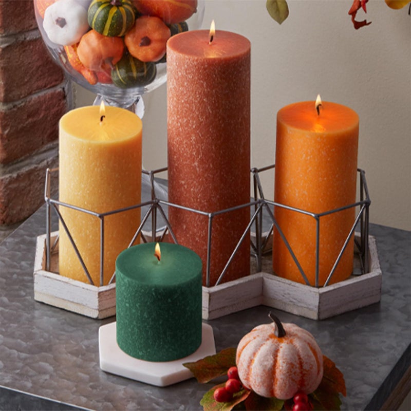 Root Candles Unscented Pillar Candles Beeswax Enhanced Textured Timberlineâ„¢ Pillar Candle, 3 x 6-Inch, Rust - Image 3