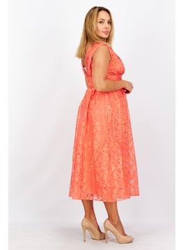 ESPRIT Women Floral Pleated Lace Maxi Dress, Scarlet  - Image 2