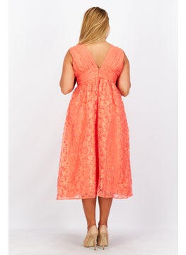 ESPRIT Women Floral Pleated Lace Maxi Dress, Scarlet  - Image 3