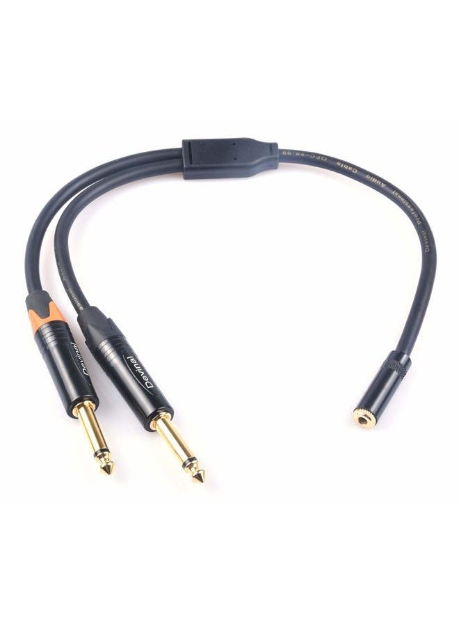 Devinal 3.5mm to Dual 1/4 Y Splitter Cable, 1/8" Female TRS to Dual 6.35mm TS Male Adapter, Female Mini Jack Stereo to 2 Quarter inch Mono Converter 1 feet - Image 1