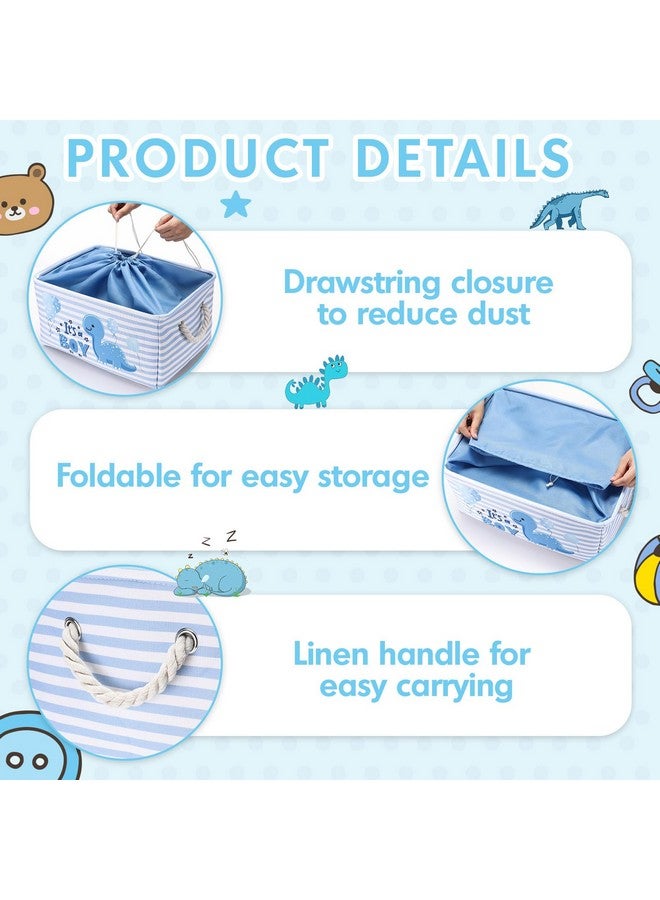 Tiangrid Nursery Storage Dinosaur Baby Storage Basket for Baby Shower Dinosaur Basket with Drawstring Closure 15.75 x 11.81 x 8.27 Inches Collapsible Gift Bin for Diaper Toy Nursery Room - Image 3
