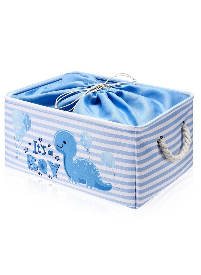 Tiangrid Nursery Storage Dinosaur Baby Storage Basket for Baby Shower Dinosaur Basket with Drawstring Closure 15.75 x 11.81 x 8.27 Inches Collapsible Gift Bin for Diaper Toy Nursery Room - Image 1