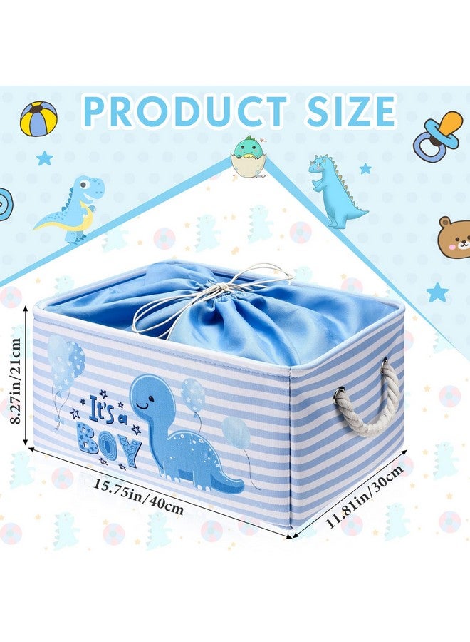 Tiangrid Nursery Storage Dinosaur Baby Storage Basket for Baby Shower Dinosaur Basket with Drawstring Closure 15.75 x 11.81 x 8.27 Inches Collapsible Gift Bin for Diaper Toy Nursery Room - Image 2