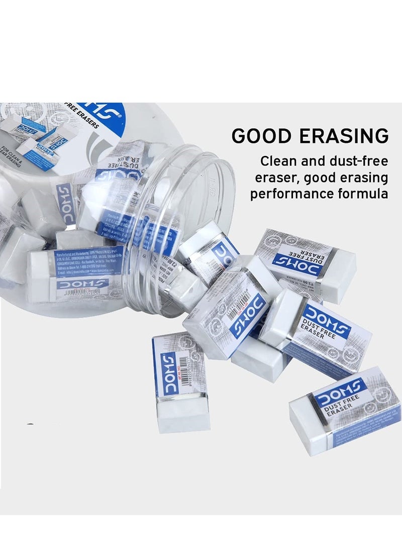 DOMS 20-Piece Dust Free Erasers White In Plastic Jar  - Image 2