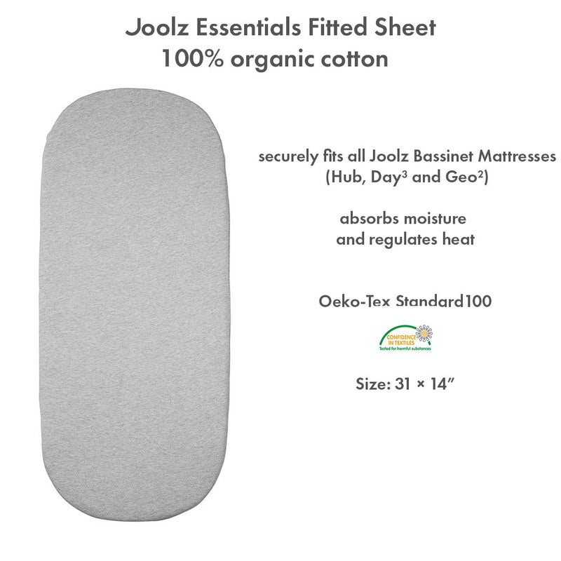JOOLZ Essentials Fitted Sheet – Compatible with AER+, Day Series (Day+, Day, Day2, Day3, Day5), Geo Series (Geo, Geo2, Geo3), and Hub/Hub+ Stroller & Cot – Grey Melange - Image 2