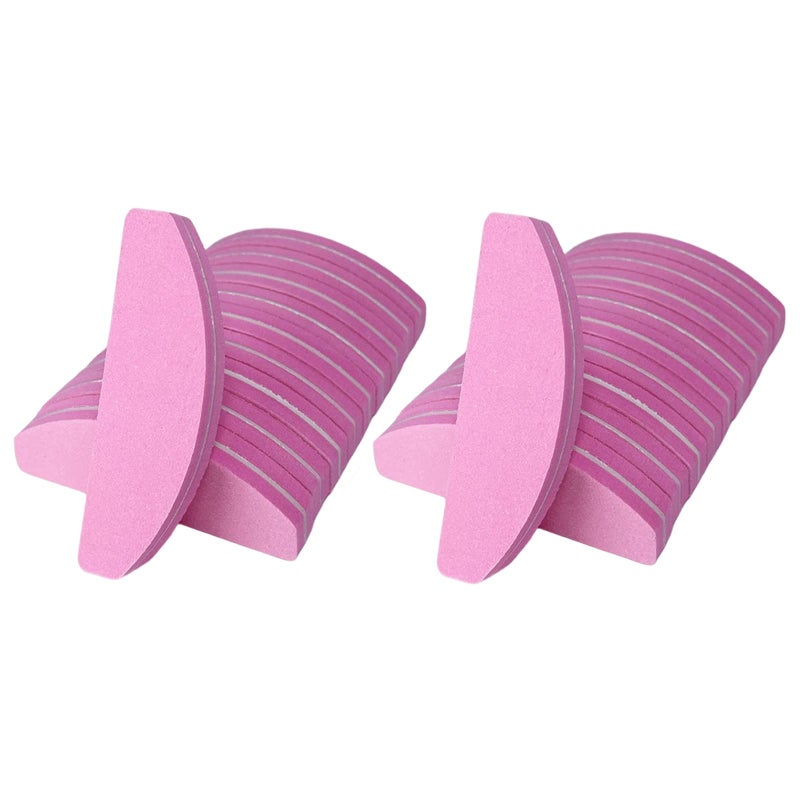 GigaGround 20 PCs Nail Buffers, Double Sided Nail Files Buffer Blocks 100/180 Grit Portable Washable Sanding Buffing File Arc Shape (Pink) - Image 1