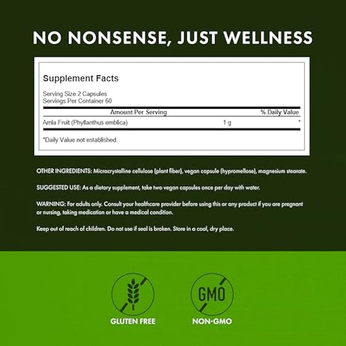 Swanson Full Spectrum Amla Fruit (Indian Gooseberry) Ayurvedic Energy Vitality Antioxidant 500 Milligrams 120 Capsules - Image 3