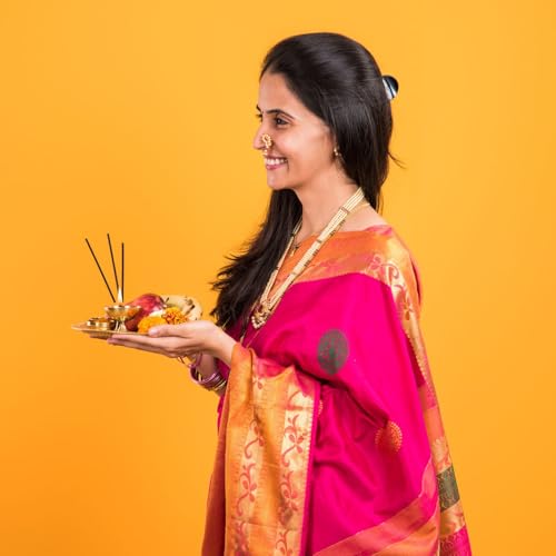 Neoteric Indian Traditional Brass Agarbatti Stand with Ash Holder – Gold Finish Pooja Pyali Set of 2 – Incense Stick Holder for Home & Temple Use - Image 2