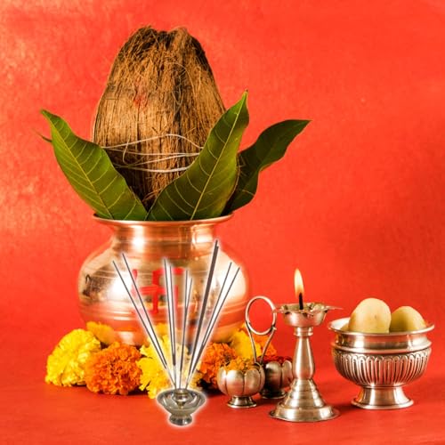 Neoteric Indian Traditional Brass Agarbatti Stand with Ash Holder – Gold Finish Pooja Pyali Set of 2 – Incense Stick Holder for Home & Temple Use - Image 4