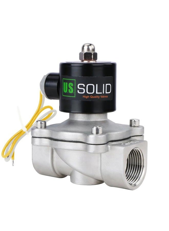 U.S. Solid 1" Stainless Steel Electric Solenoid Valve 110VAC Normally Closed Air Water - Image 1