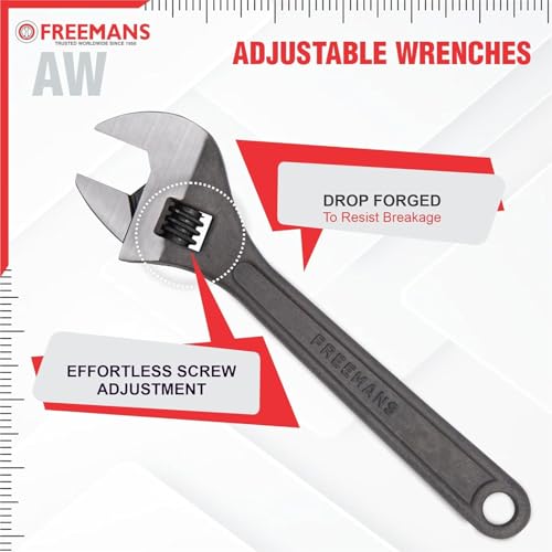 FREEMANS 6" Phosphate Finish, Anti-Corrosion Adjustable Wrench Spanner, Adjustable Wrench for All Nut Sizes, Easy to Grip Wrench, Universal Wrench, Plumbing Tool (6-Inch) - Image 4
