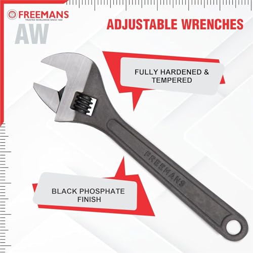 FREEMANS 6" Phosphate Finish, Anti-Corrosion Adjustable Wrench Spanner, Adjustable Wrench for All Nut Sizes, Easy to Grip Wrench, Universal Wrench, Plumbing Tool (6-Inch) - Image 2