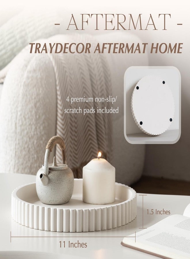 Aftermat Decorative Tray for Coffee Table, Living Room, Side Table, 11" White Round Concrete Home Decor Serving Trays for Accent Table, Console Table - Image 4