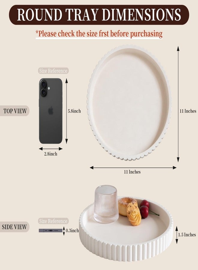 Aftermat Decorative Tray for Coffee Table, Living Room, Side Table, 11" White Round Concrete Home Decor Serving Trays for Accent Table, Console Table - Image 3