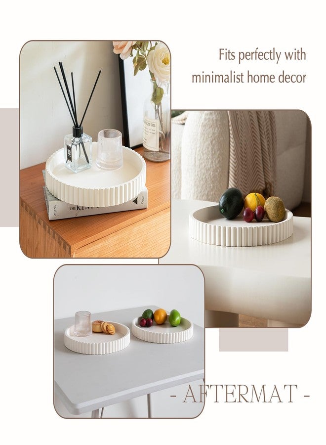 Aftermat Decorative Tray for Coffee Table, Living Room, Side Table, 11" White Round Concrete Home Decor Serving Trays for Accent Table, Console Table - Image 5