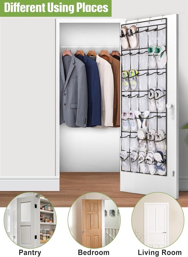 MISSLO 35 Clear Large Pockets Over The Door Shoe Organizer Sturdy Oxford Fabric Hanging Shoe Rack Closet Shoe Holder Hanger, White - Image 5