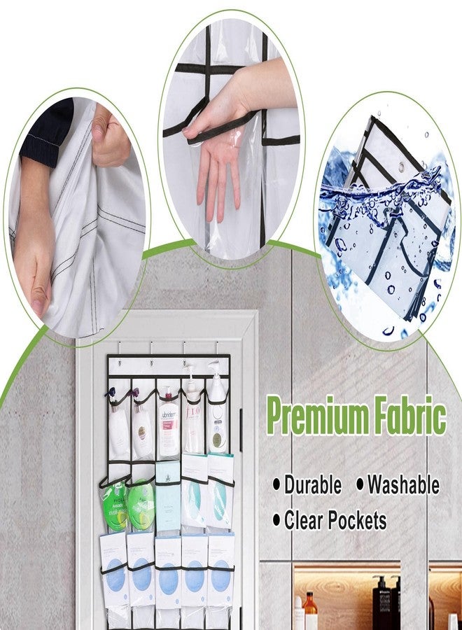 MISSLO 35 Clear Large Pockets Over The Door Shoe Organizer Sturdy Oxford Fabric Hanging Shoe Rack Closet Shoe Holder Hanger, White - Image 4