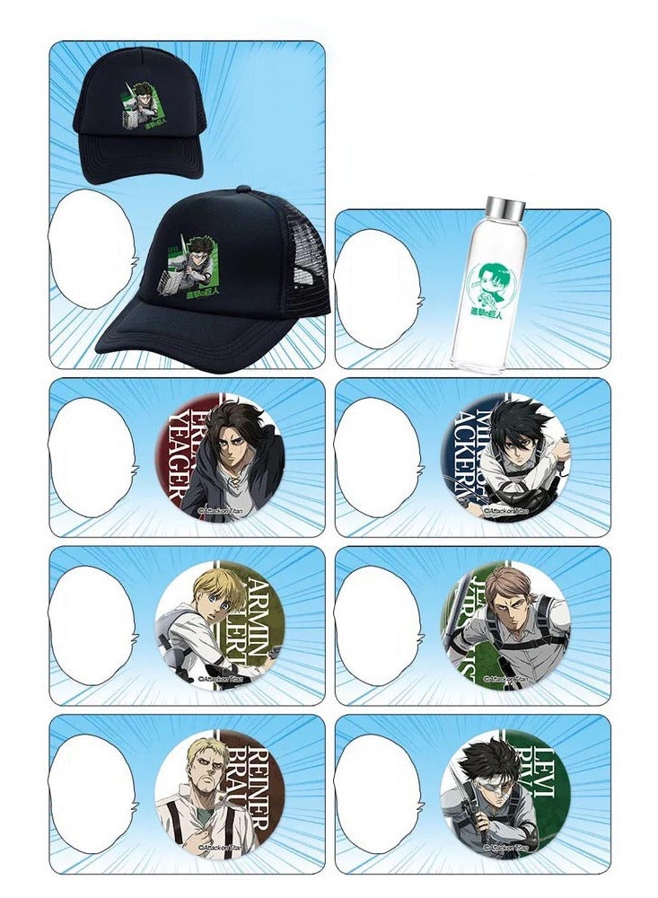 Generic Attack on Titan Anime Gift Box Set Postcard, Stickers, Water Bottle, Badge, Keychain, Cap - Image 2