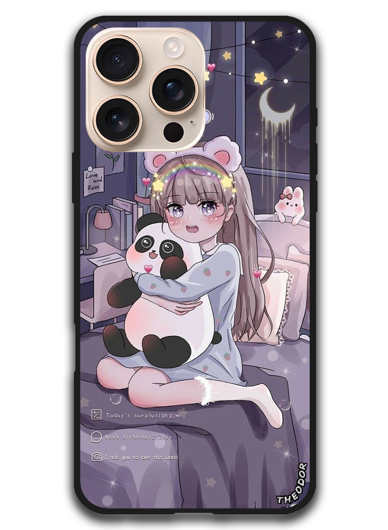 Theodor Protective Case Anti Scratch Shock Proof Bumper Cover For iPhone 16 Pro Max (6.9)-inch Girl with Teddy - Image 1