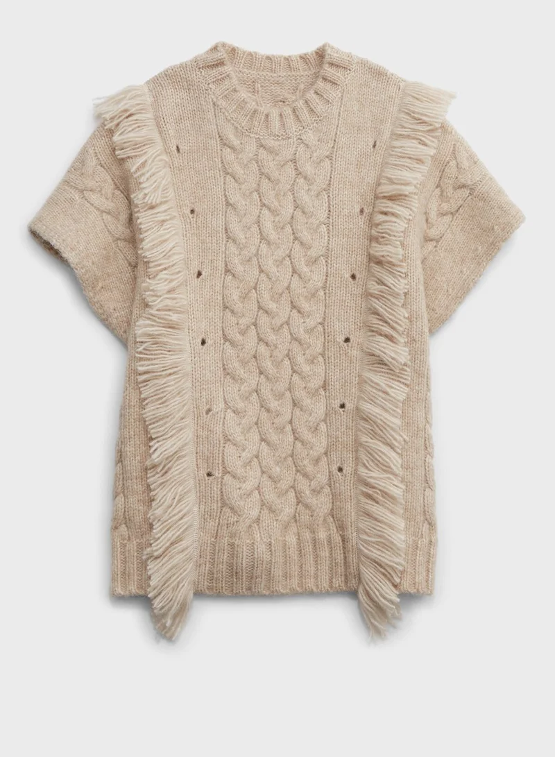 Aerie Fringe Cable Knitted Sweater