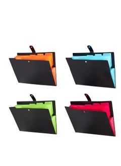 KASTWAVE 4 Pack Expanding File Folders 6 Pockets, Accordion File Organizer File Folder Expanding Folders A4 Letter Size Document Organizer for School Office  - Image 1