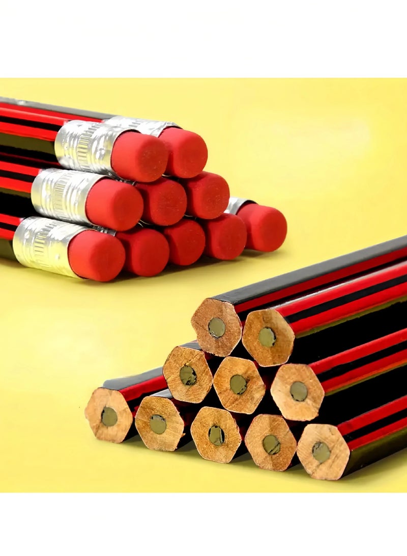 50pcs HB Pencil Set with Erasers - Fine 0.3mm for Writing/Sketching, Red & Black Design, Durable & Comfortable - Image 2