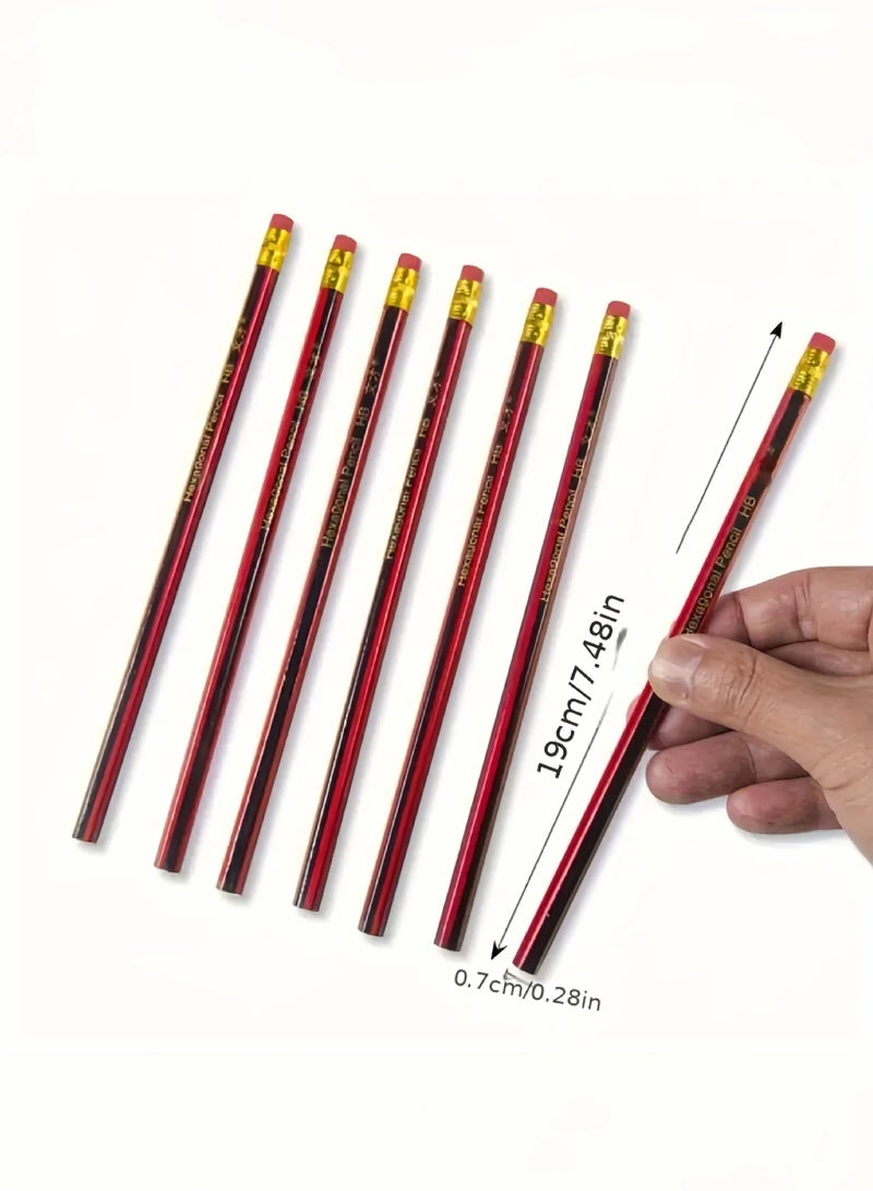 50pcs HB Pencil Set with Erasers - Fine 0.3mm for Writing/Sketching, Red & Black Design, Durable & Comfortable - Image 4