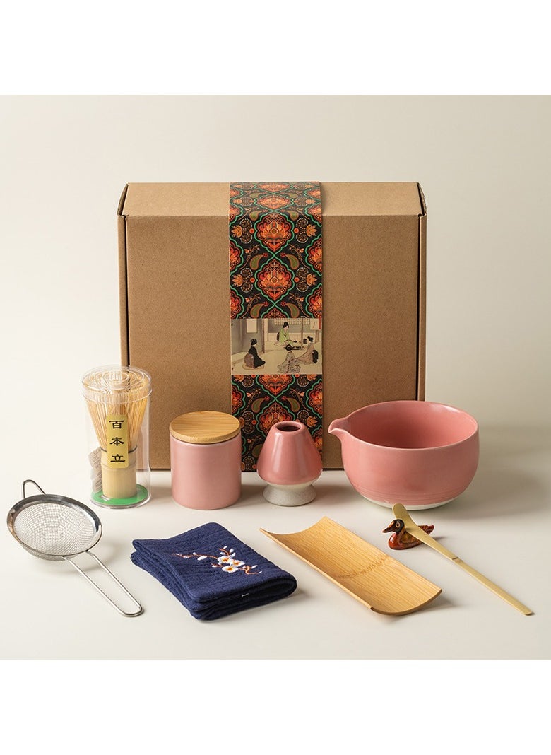 XiuWoo 9-Piece Japanese Glass Matcha Tea Set, Matcha Kit with Matcha Bowl, Matcha Whisk, Whisk Holder, Strainer - Elegant Matcha Set for Gifting, Gift Box Packaging  - Image 1