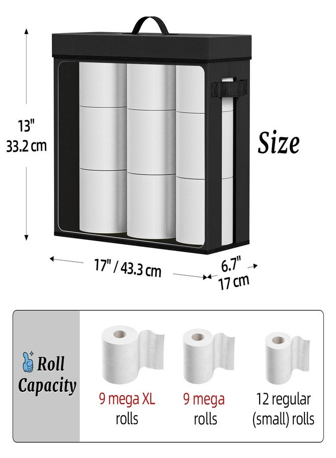 NAMTSO Bathroom Toilet Paper Storage with Lid - for Up to 12 Rolls | Storage Bins with Lids for Towel or Yarn | Free Standing | Foldable | Moisture Resistant | Clear Plastic Window | Black | 1 Pack - Image 4