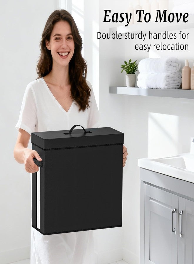 NAMTSO Bathroom Toilet Paper Storage with Lid - for Up to 12 Rolls | Storage Bins with Lids for Towel or Yarn | Free Standing | Foldable | Moisture Resistant | Clear Plastic Window | Black | 1 Pack - Image 2