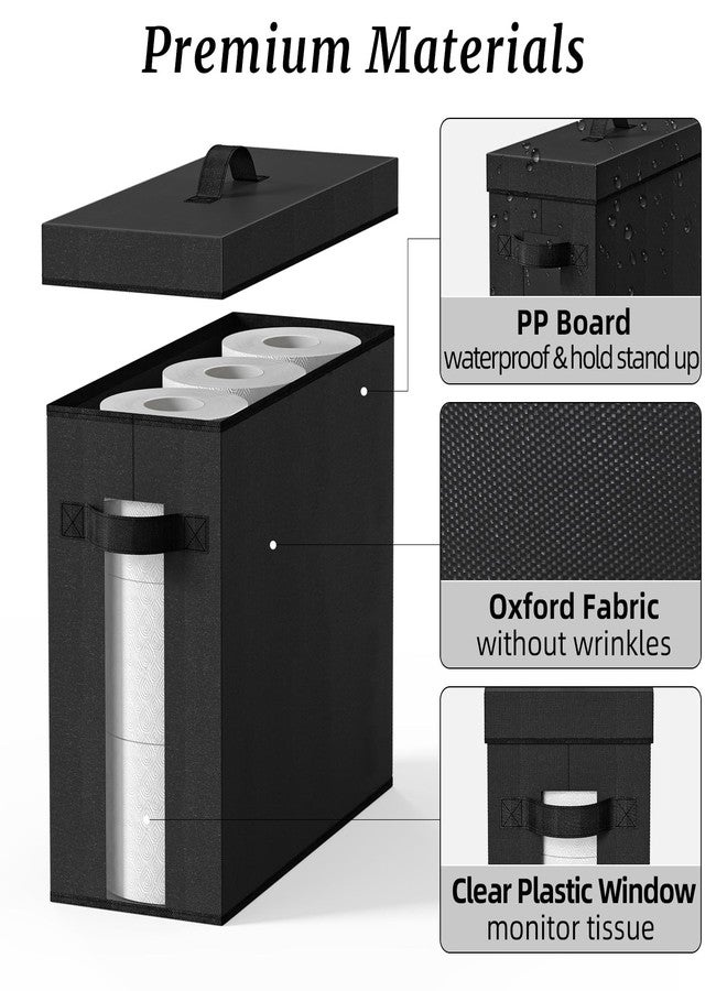 NAMTSO Bathroom Toilet Paper Storage with Lid - for Up to 12 Rolls | Storage Bins with Lids for Towel or Yarn | Free Standing | Foldable | Moisture Resistant | Clear Plastic Window | Black | 1 Pack - Image 5