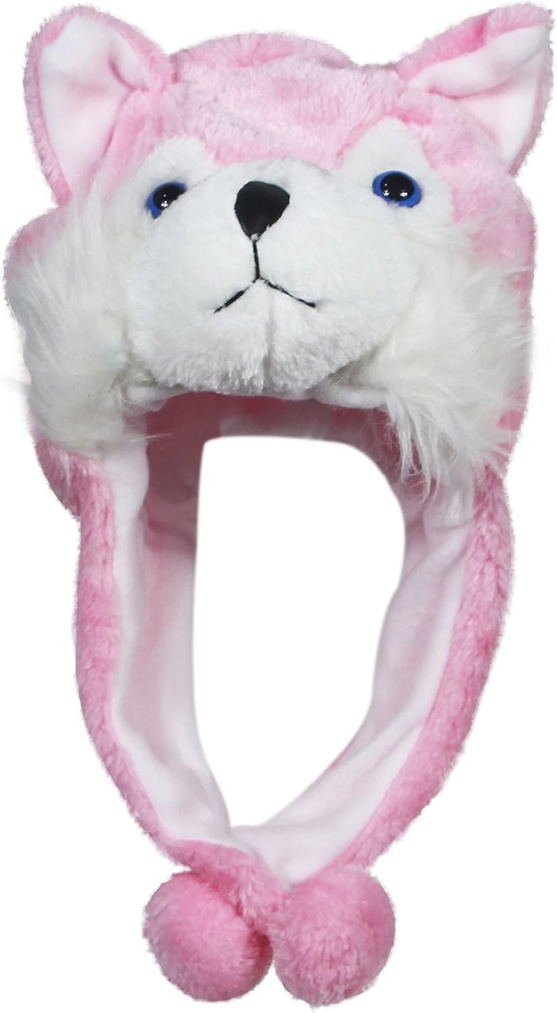 Timiot Cute Plush Animal Character Winter Hat Fun Ski Cap with Detailed Animal Face Long Ear Straps with Pom Pom Ends - Image 2