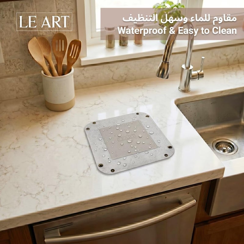 LeArt Leather Valet Tray - Small & Compact Catchall Tray | Desk, Bedside, Home Entrance Entryway Organizer | Leather Tray for Keys, Coins, Stationary, Jewellery (Stone Grey) - Image 5