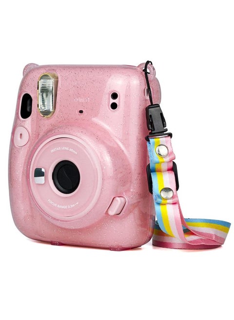 Glitter Power Crystal Case with Strap for FUJIFILM Instax mini 11 (Pink)