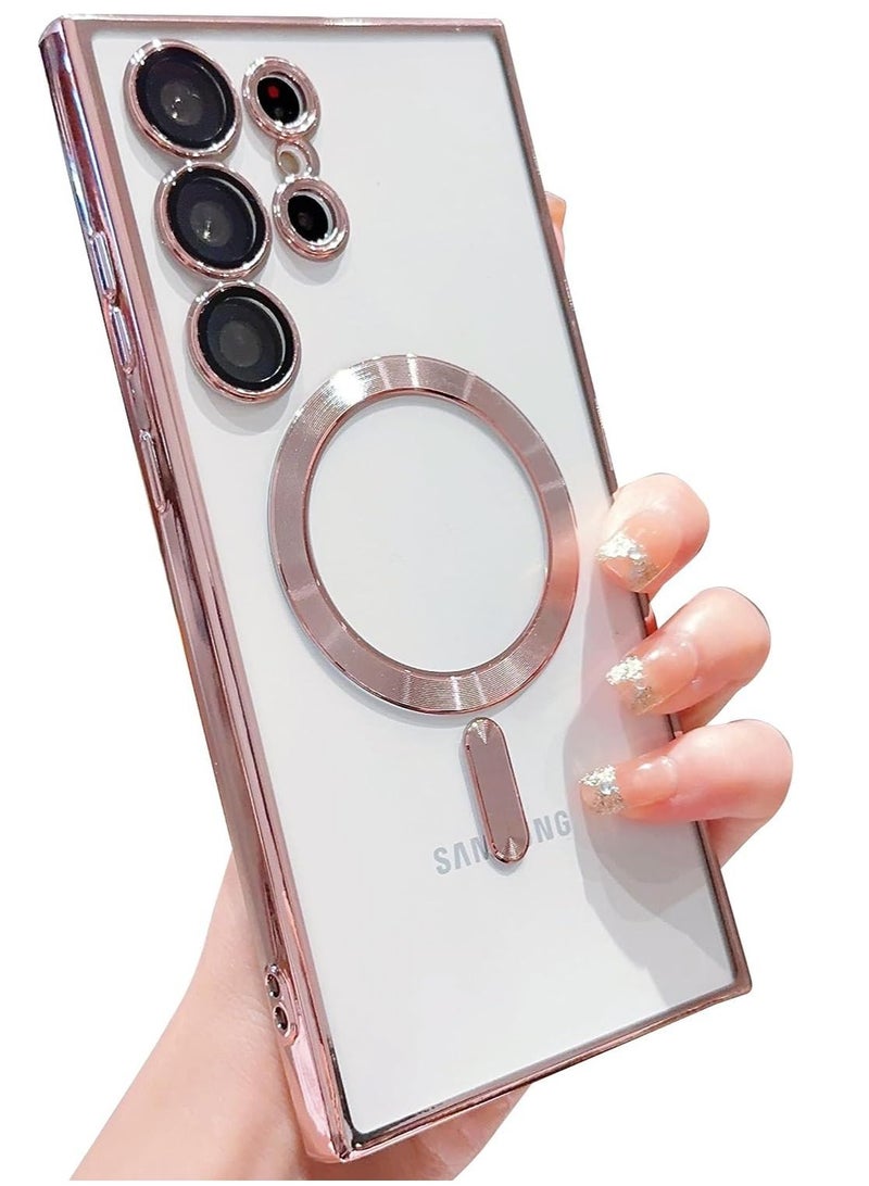 ELTRAZONE Compatible Samsung Galaxy S23 Ultra 5G Case Magnetic with Full Camera Lens Protective for Women Girls, Cover Phone Case for Samsung Galaxy S23 Ultra Case Cover 6.8 Inches (Pink) - Image 1