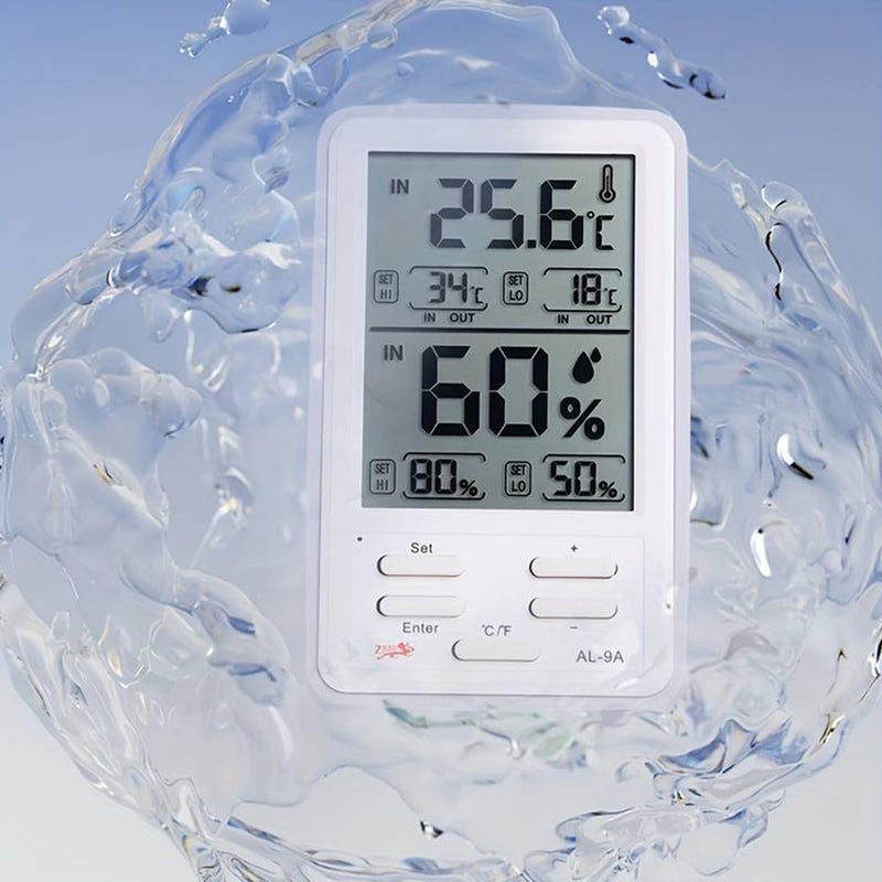 KRESHU Digital Alarm Thermometer and Hygrometer Humidity Clock LCD Display Temperature Internal & External Sensor Meter Measurement Tool Electronic Humidity Clock for Home, Office (1-Pcs) - Image 3
