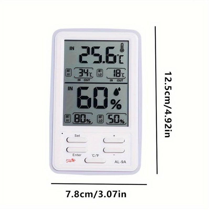 KRESHU Digital Alarm Thermometer and Hygrometer Humidity Clock LCD Display Temperature Internal & External Sensor Meter Measurement Tool Electronic Humidity Clock for Home, Office (1-Pcs) - Image 5